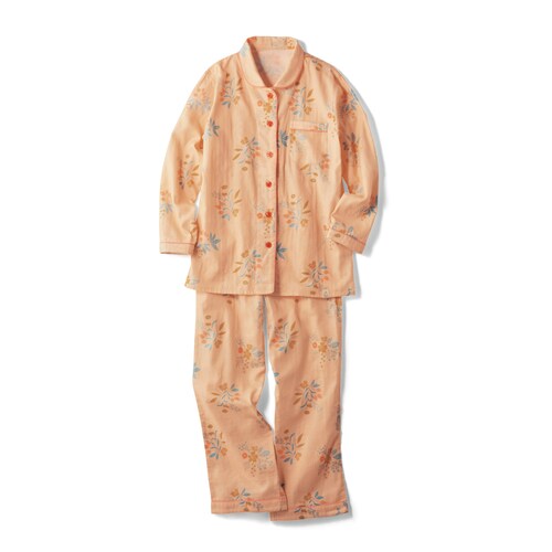 ふんわりダブルガーゼ綿１００％開襟長袖パジャマ「ミニラボ」