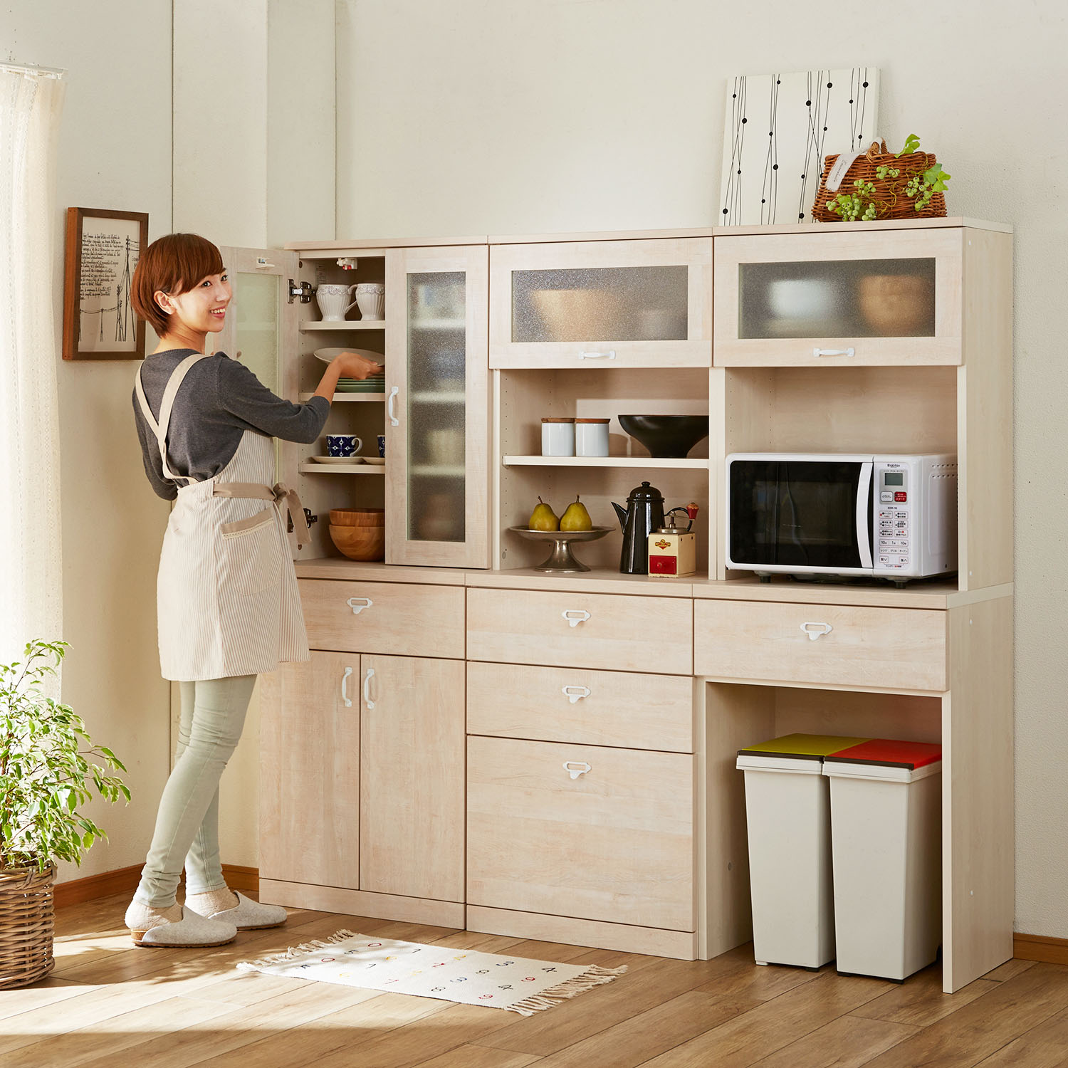 【ベルメゾン】【受注生産】キッチンにぴったり!壁面収納キャビネット ザラメ「MIEL-3」