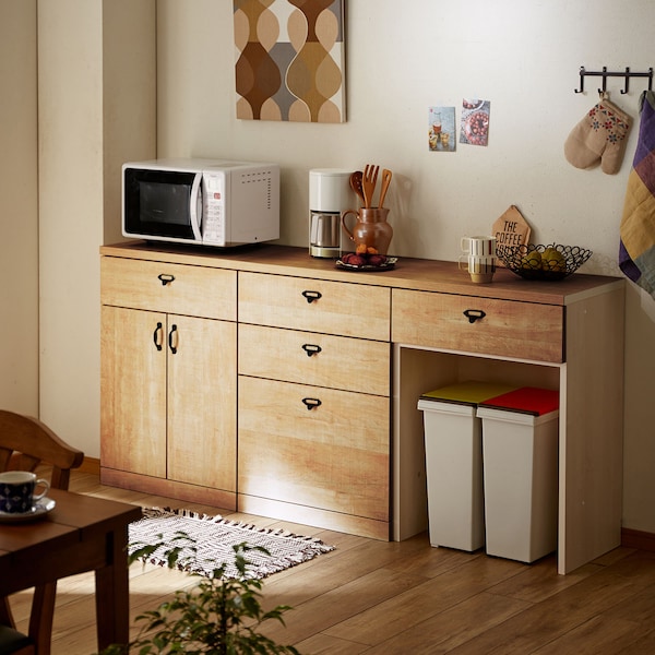 【ベルメゾン】【受注生産】キッチンにぴったり!壁面収納ローキャビネット キナコ(MIEL-3)