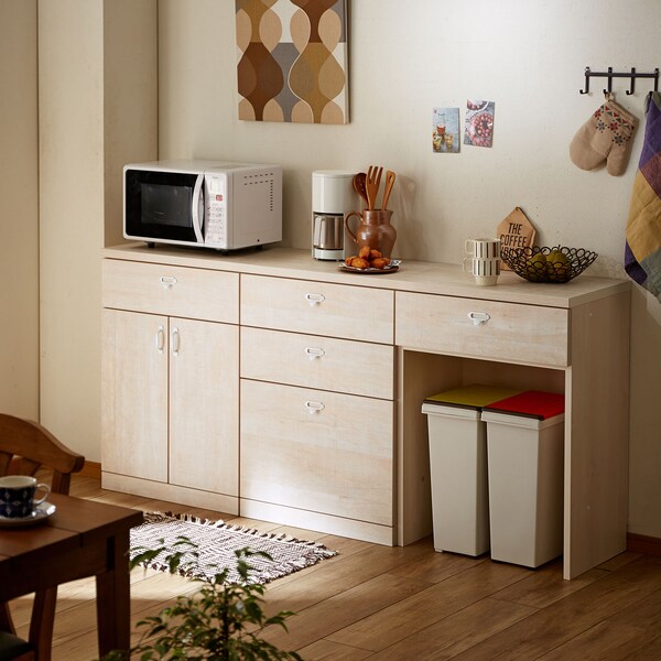 【ベルメゾン】【受注生産】キッチンにぴったり!壁面収納ローキャビネット ザラメ(MIEL-3)