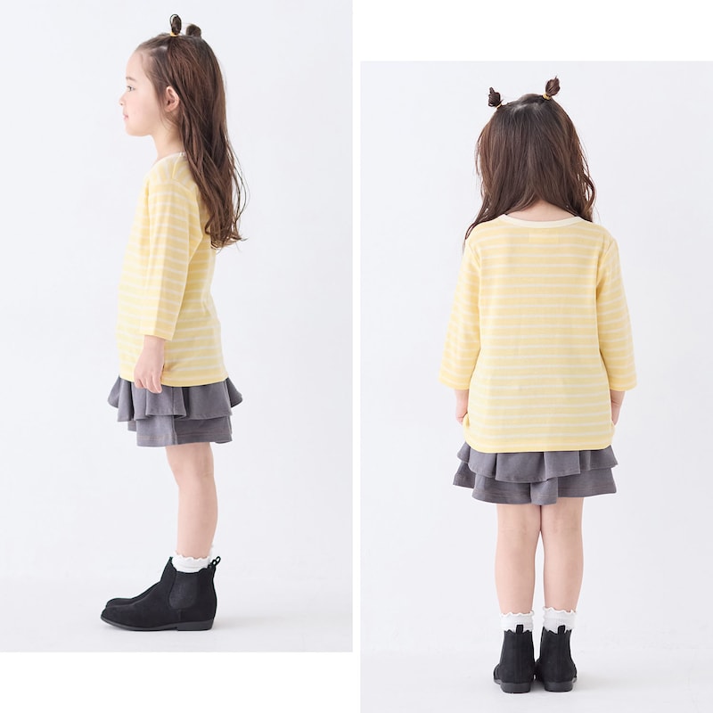 イエローボーダー／モデル身長106cm・110サイズ着用