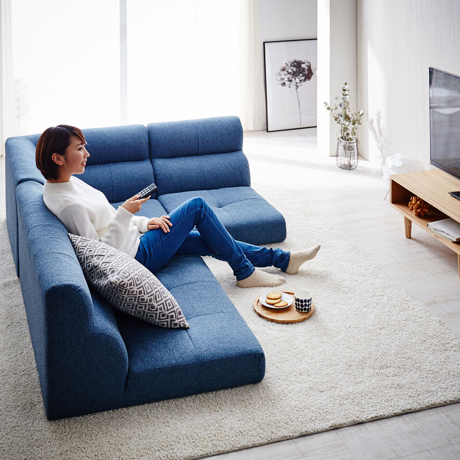 【ベルメゾン】コーナークッション3点セット(フロアローソファー) 【ベルメゾン】コーナークッション3点セット(フロアローソファー)