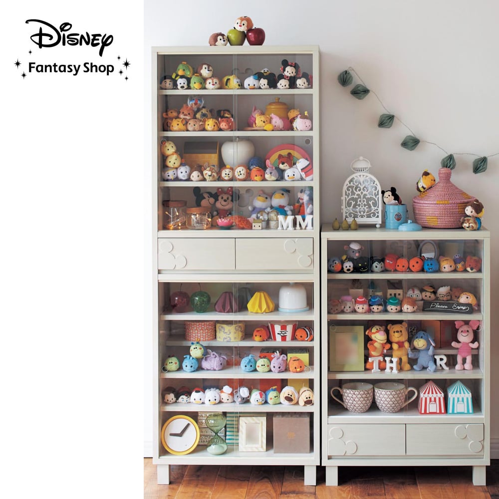 【ディズニー/Disney】【11月8日まで大型商品送料無料】 ダブル棚板のコレクションキャビネット「ミッキーモチーフ」画像