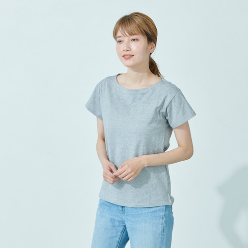 【新色追加】 サラッと快適・くつろぎカップ付き綿混Tシャツ【背中ゴムなし】