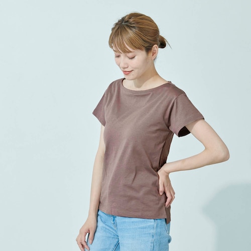 【新色追加】 サラッと快適・くつろぎカップ付き綿混Tシャツ【背中ゴムなし】
