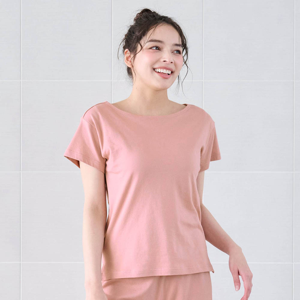 サラッと快適・くつろぎカップ付き綿混Tシャツ【背中ゴムなし】 サラリスト/Salalist サラッと快適・くつろぎカップ付き綿混Tシャツ【背中ゴムなし】 サラリスト/Salalist