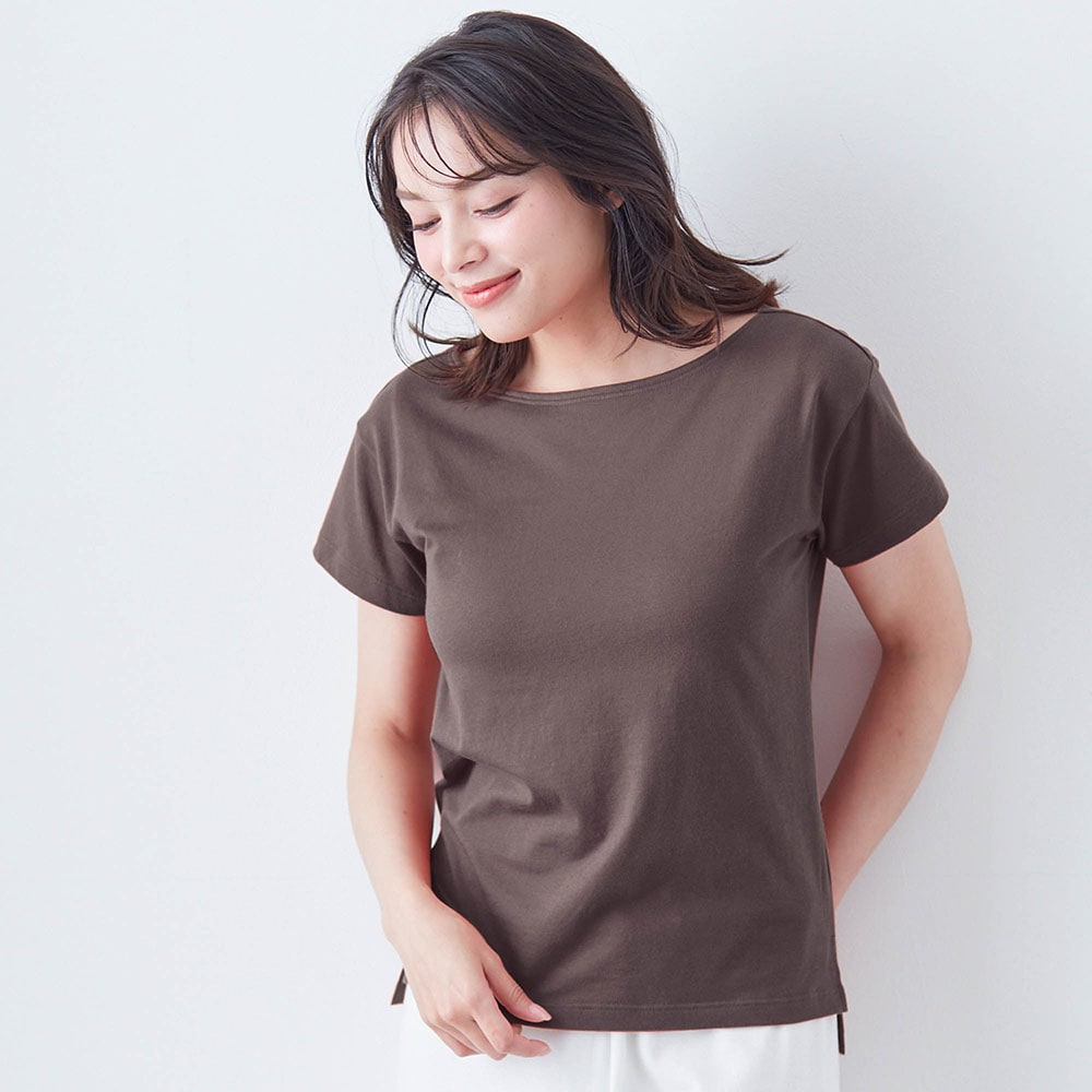 さっと乾く綿混くつろぎカップ付きTシャツ【吸水速乾】（ルームウェア