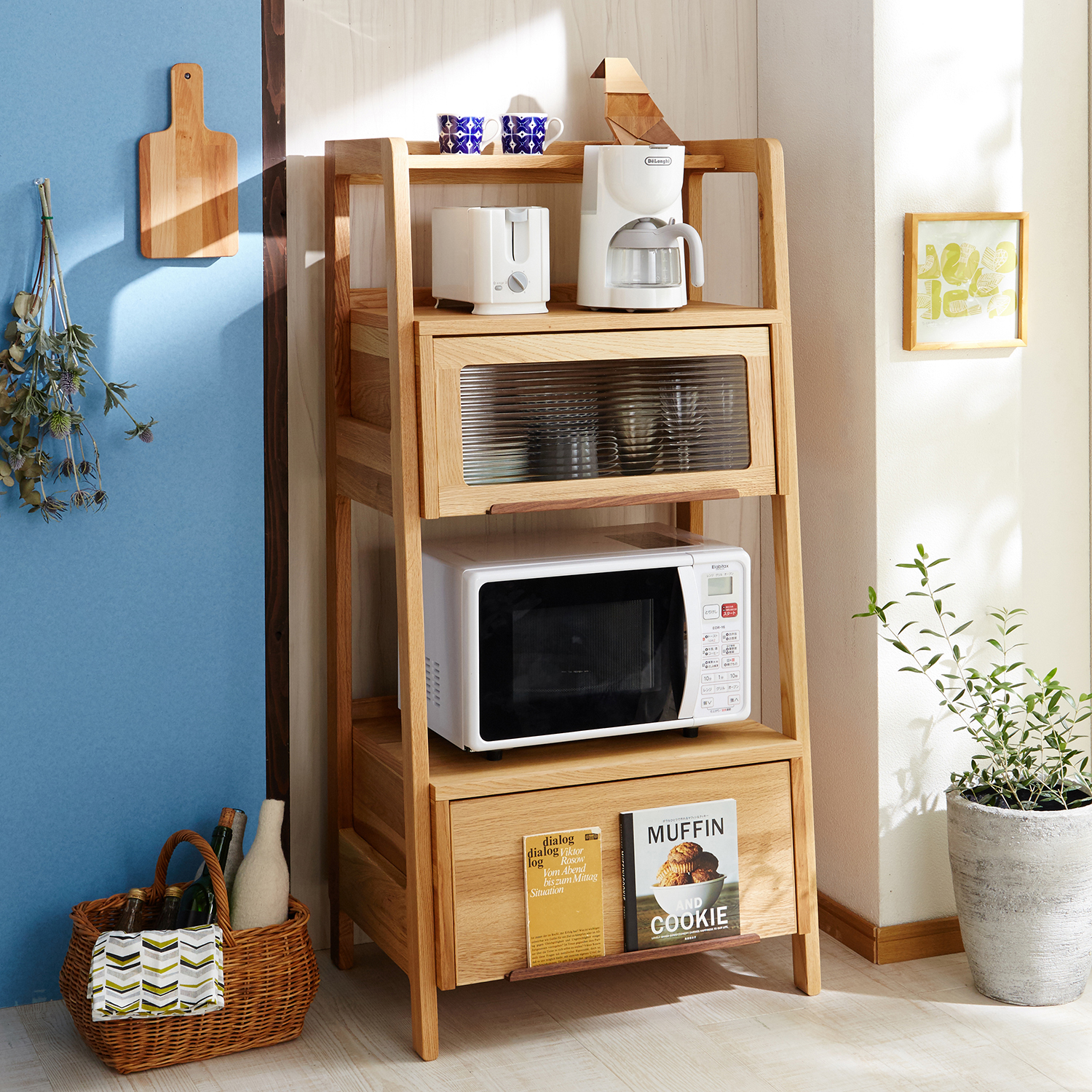 【大雪木工】北海道産楢材オイル仕上げの小型キッチンキャビネット 【大雪木工】北海道産楢材オイル仕上げの小型キッチンキャビネット