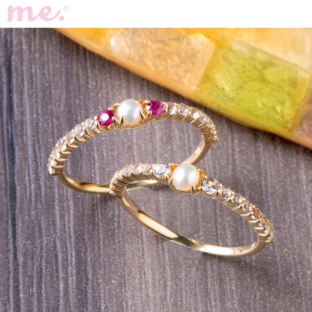 【ミー×ベルメゾン/me.×BELLE MAISON】【受注生産】18金淡水パール×ホワイトトパーズリング 【日本製】