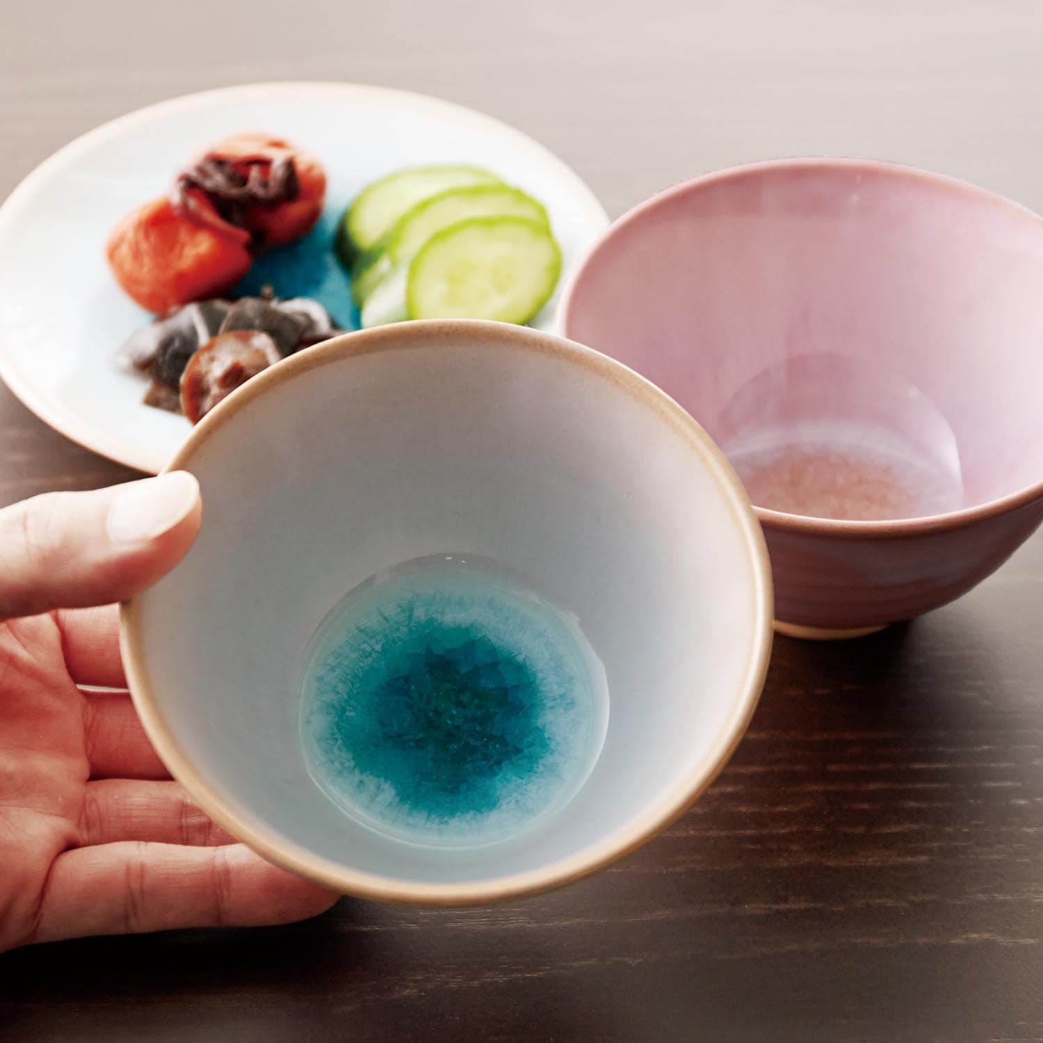 【天龍窯】ガラス釉のお茶碗 萩焼画像