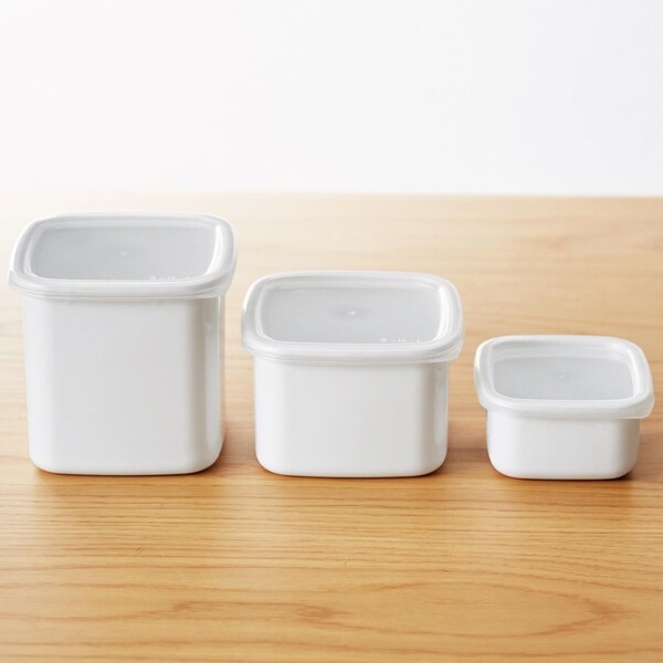 【野田琺瑯】蓋付きホーロー保存容器"ホワイトシリーズ スクエア"