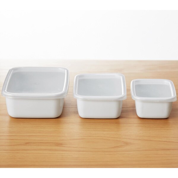 【野田琺瑯】蓋付きホーロー保存容器"ホワイトシリーズ レクタングル深型"