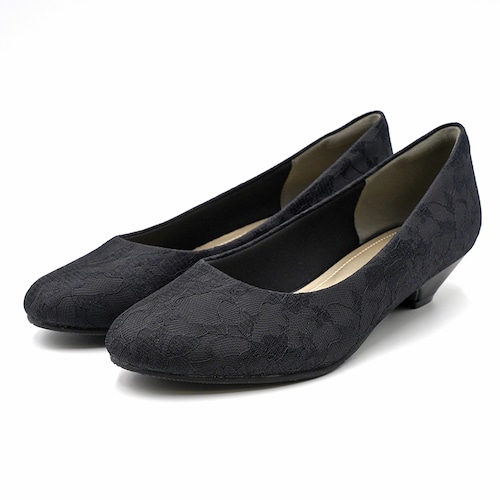 【11月20日まで返品送料無料】 ※3.5cmラウンドトウパンプス【甲高・幅広】