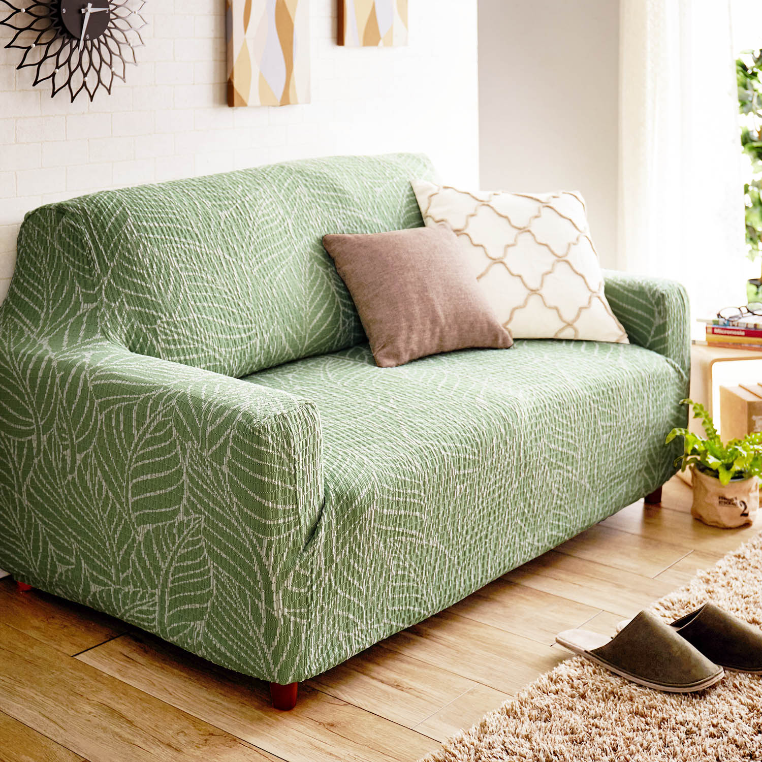 【ベルメゾン】横に伸びる抗菌防臭綿混伸びるフィットソファカバー 【ベルメゾン】横に伸びる抗菌防臭綿混伸びるフィットソファカバー