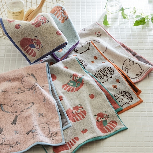 無撚糸をつかったふわふわアニマルフェイスタオル