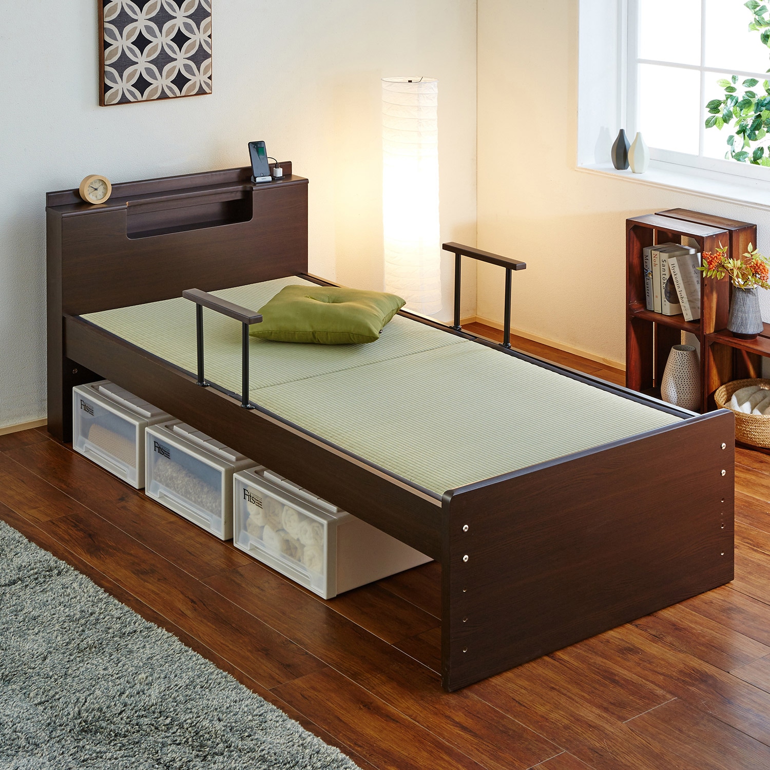畳ベッド シングルベッド 日本製 たたみ付 手すり付 高さ 調節重量約53kg