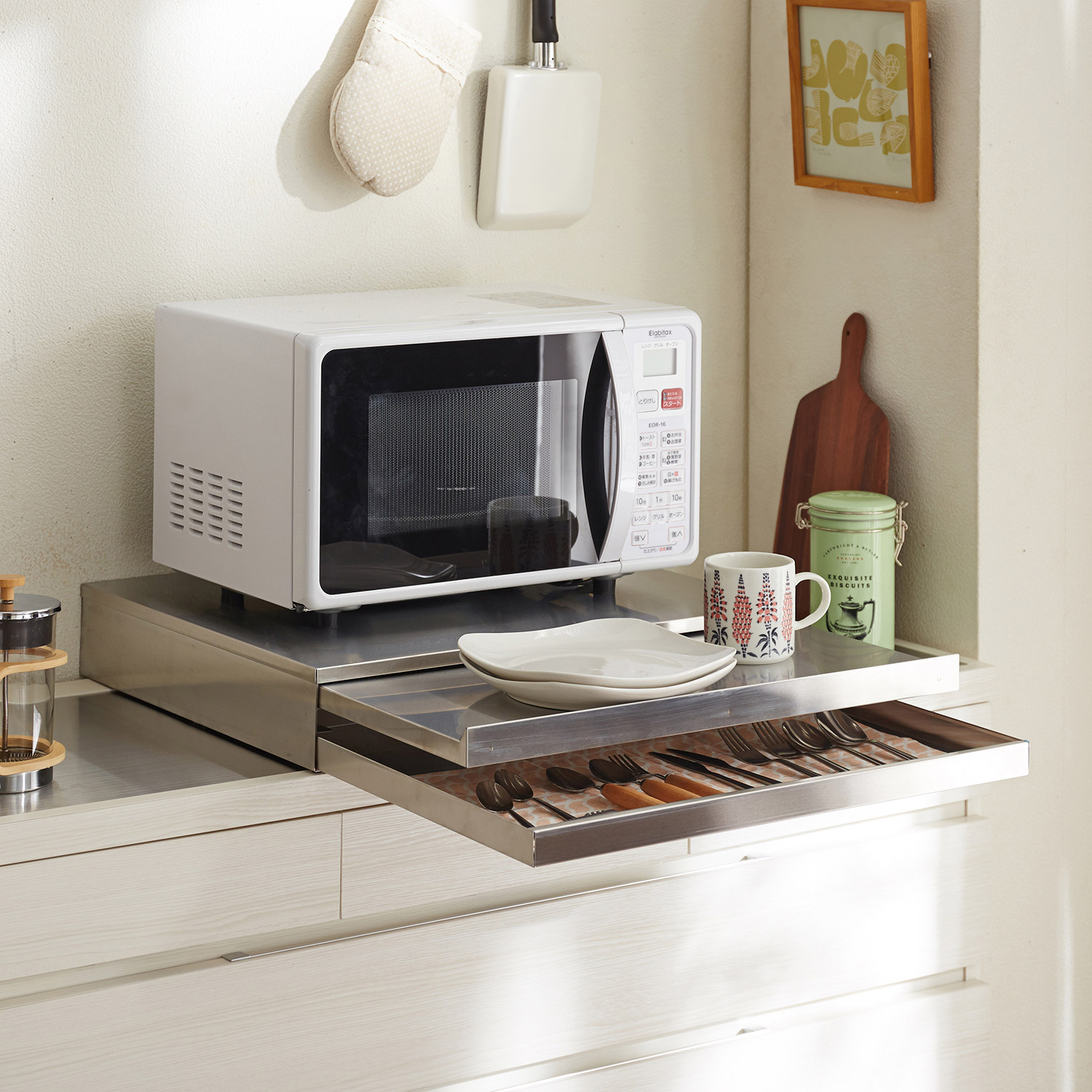 【ベルメゾン】引出し付き家電下スライドラック 【ベルメゾン】引出し付き家電下スライドラック