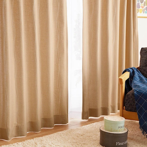 【ベルメゾン】【99サイズ】 ウェーブ柄の遮光カーテン