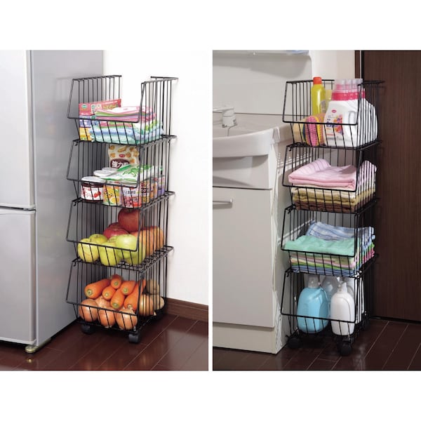 【ベルメゾン】キャスター付き スタッキングバスケット4段