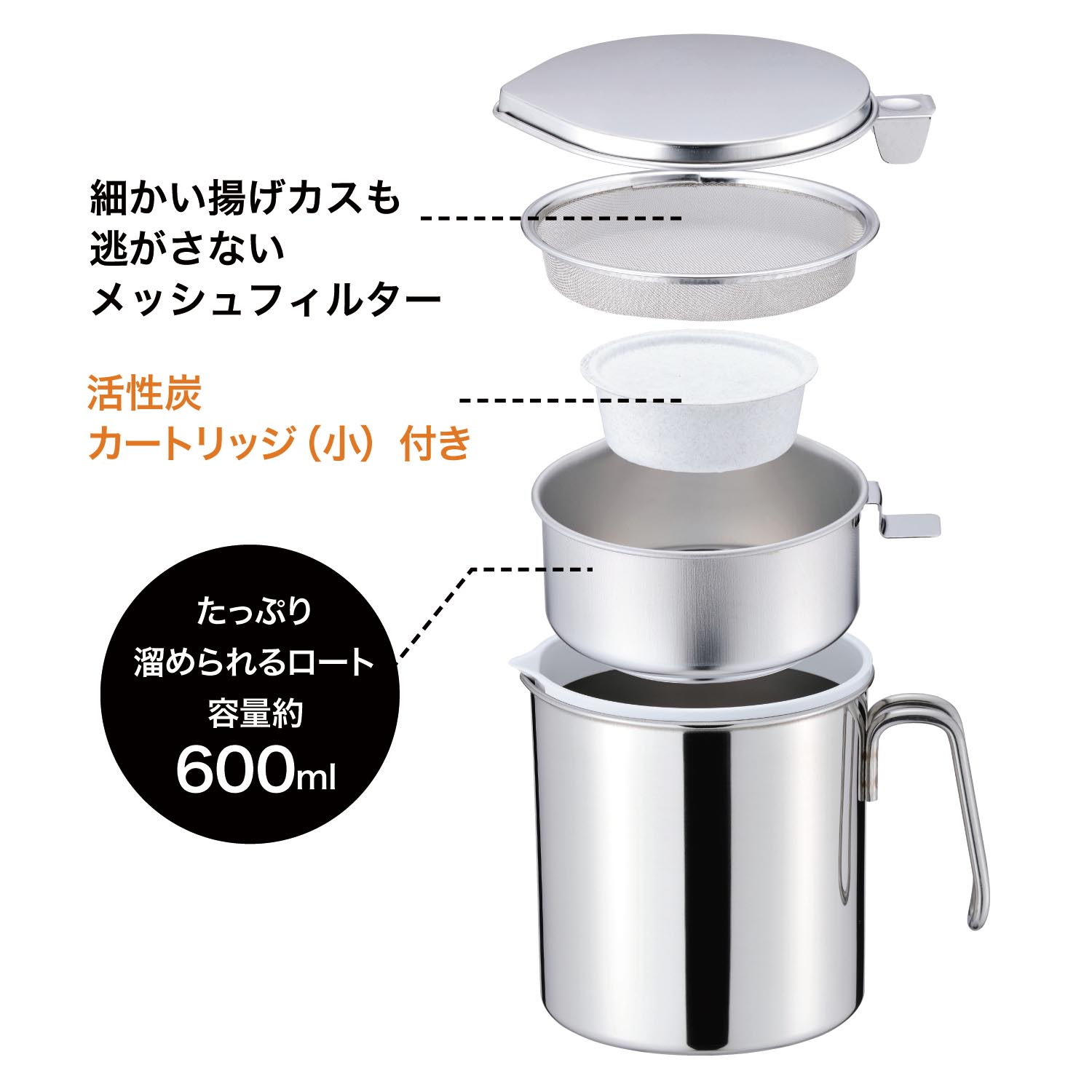 一度に濾せるステンレスオイルポット 0 6l 活性炭カートリッジ小付 通販のベルメゾンネット 一度に濾せるステンレスオイルポット 0 6l 活性炭カートリッジ小付 通販のベルメゾンネット