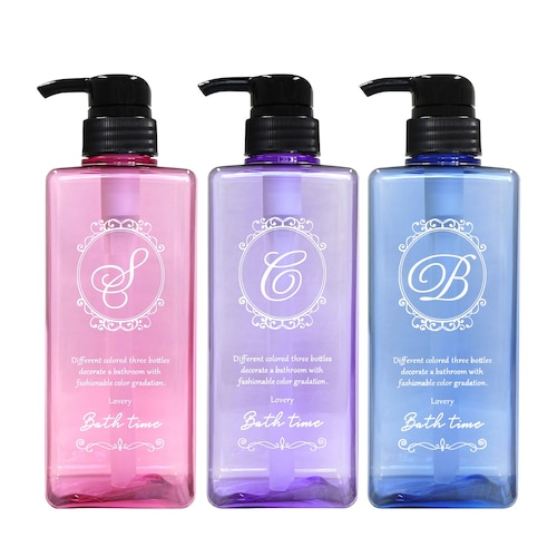 グラデーションカラーのソープディスペンサー３本セット ＜６３０ｍＬ＞