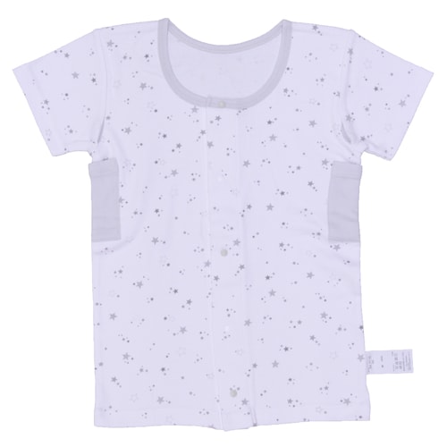 【入院対応・前開きインナー・子供肌着】総柄半袖インナー