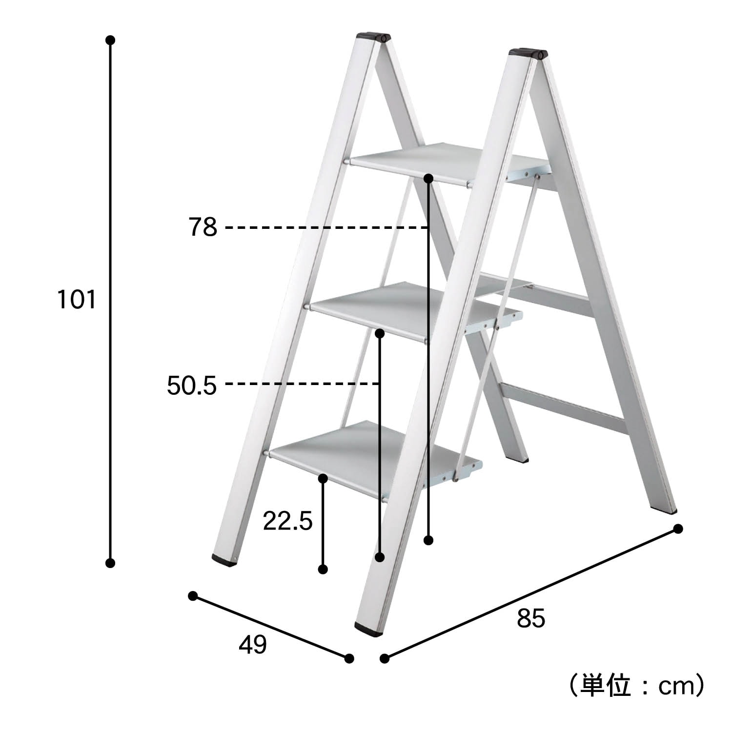 スリムに収納できるステップスツール「ナローステップ」 ＜２段／３段