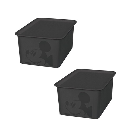 フタ付きコンパクト収納ボックス２個セット「ミッキーマウス」