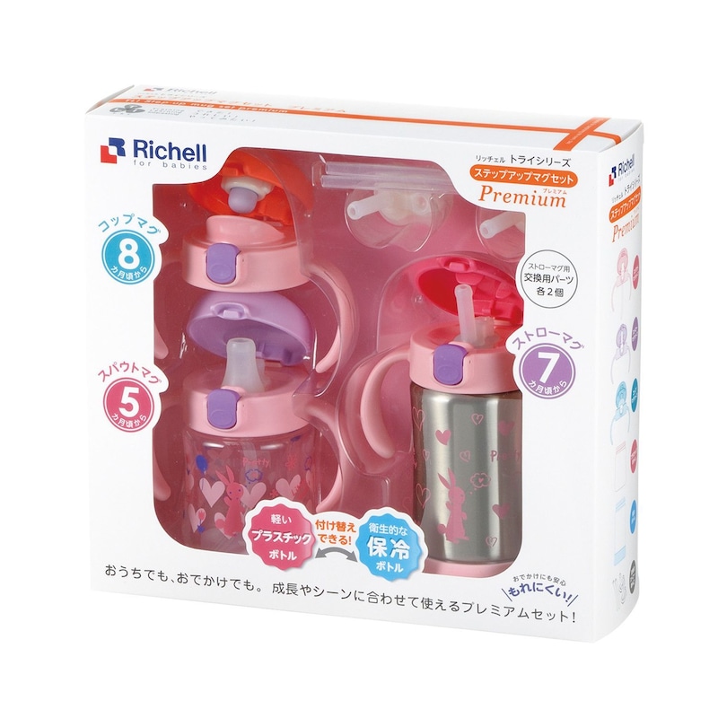 日本産 200ml リッチェル ピンク トライ ステップアップマグセットR 食事介助商品