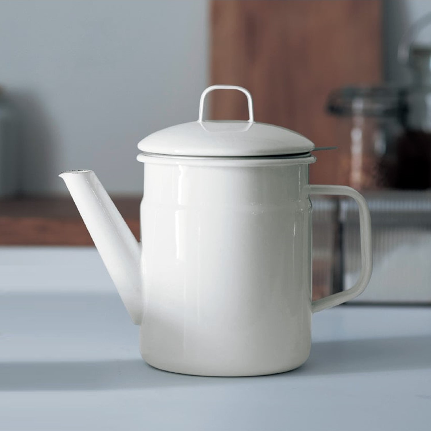 【ベルメゾン】揚げ物をおいしくすることにこだわったキャップ付きホーローオイルポット[日本製]