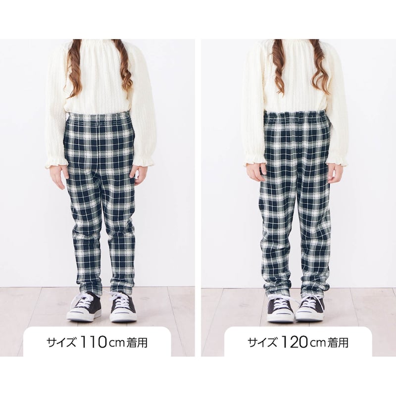 サイズ別着用比較／モデル身長108.5cm
