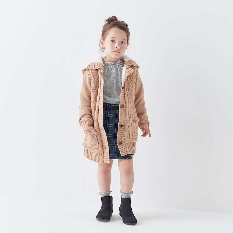 グリーン系チェック／モデル身長105.5cm・110サイズ着用