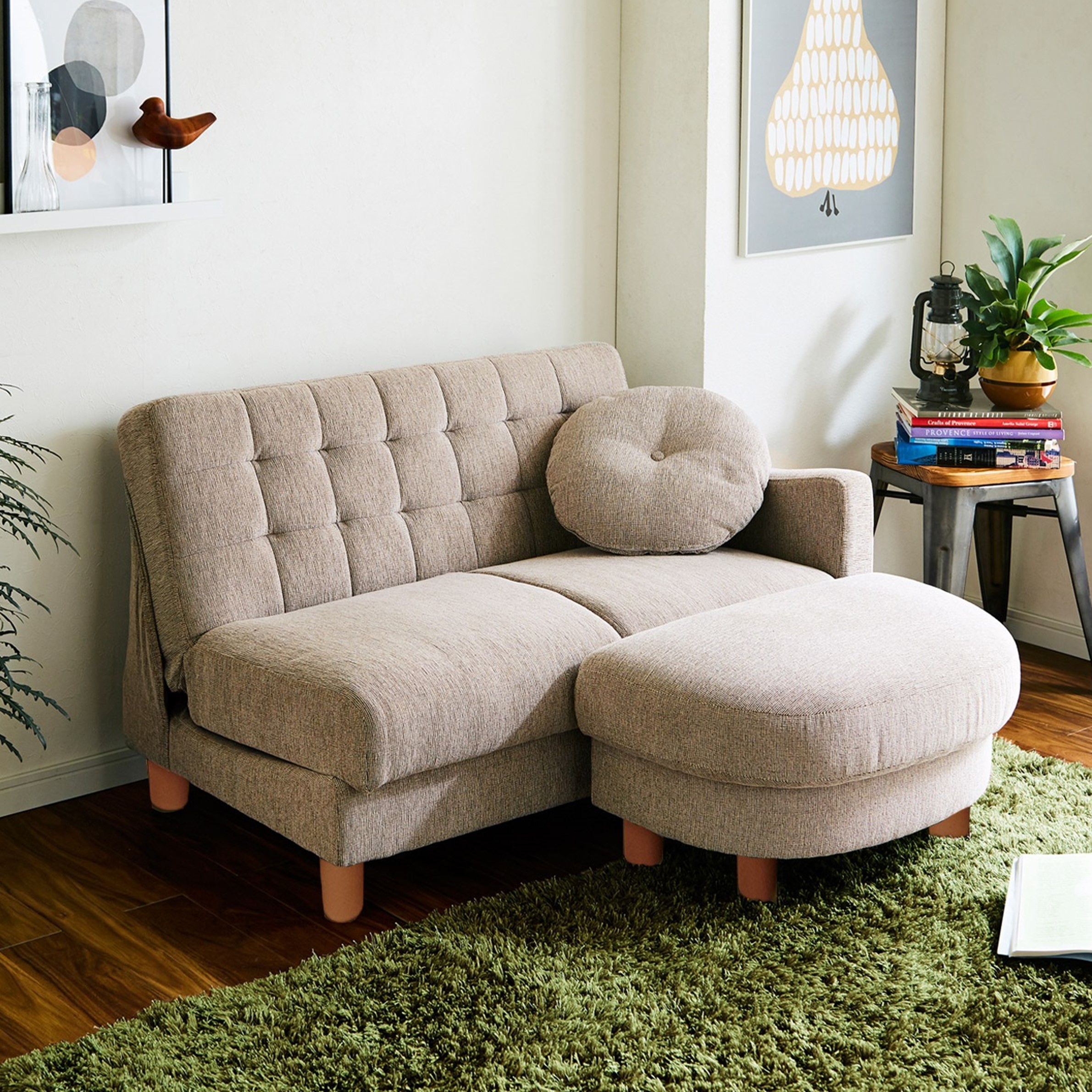 クッション&オットマン付き収納ソファー <2人掛け> クッション&オットマン付き収納ソファー <2人掛け>