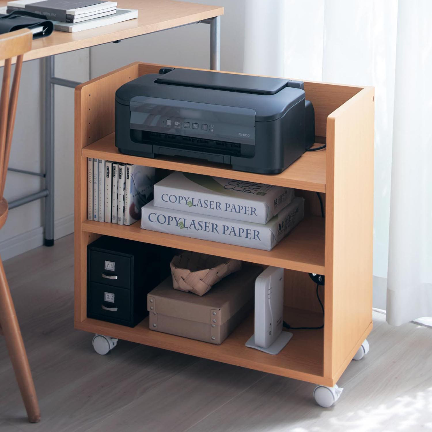 【ベルメゾン】天板の高さが変えられるマルチ収納ワゴン