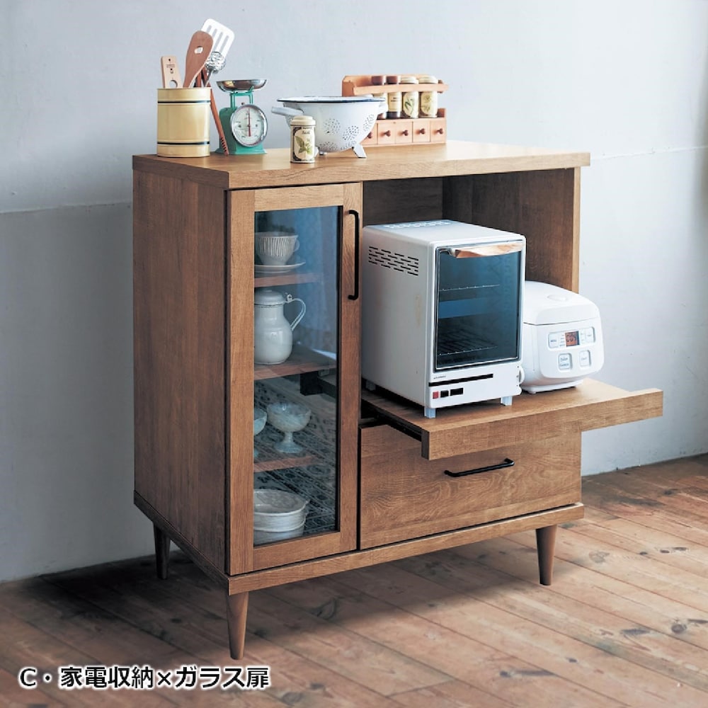 C・家電収納×ガラス扉／幅89.5cm