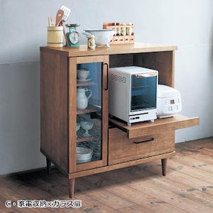 C・家電収納×ガラス扉／幅89.5cm