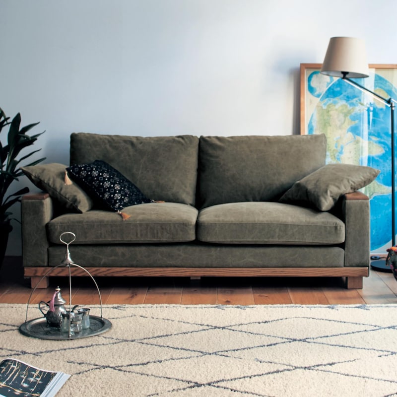 使うほどに味わいが増す帆布のソファー ＜2人掛けワイド／3人掛け  