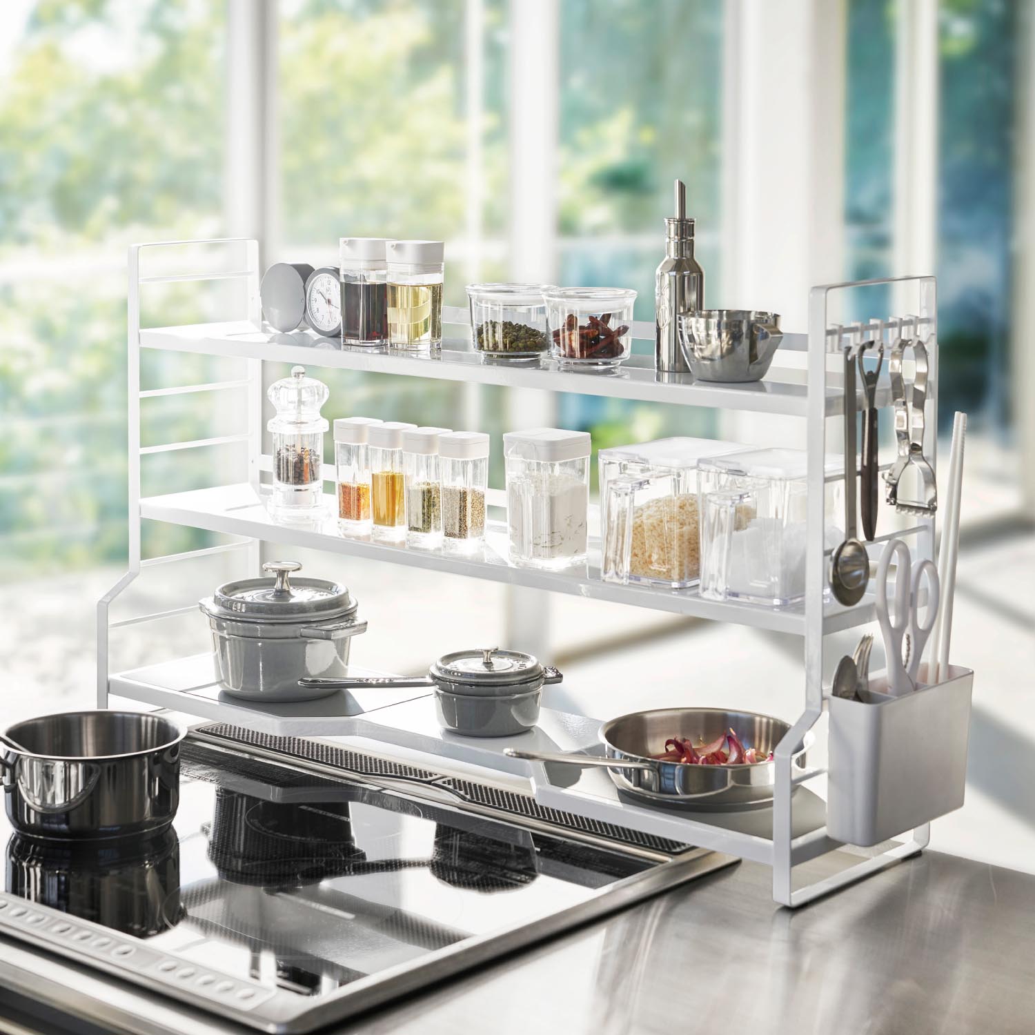 【タワー/tower】コンロ奥ラック・3段 【コンロ横にも】 【タワー/tower】コンロ奥ラック・3段 【コンロ横にも】