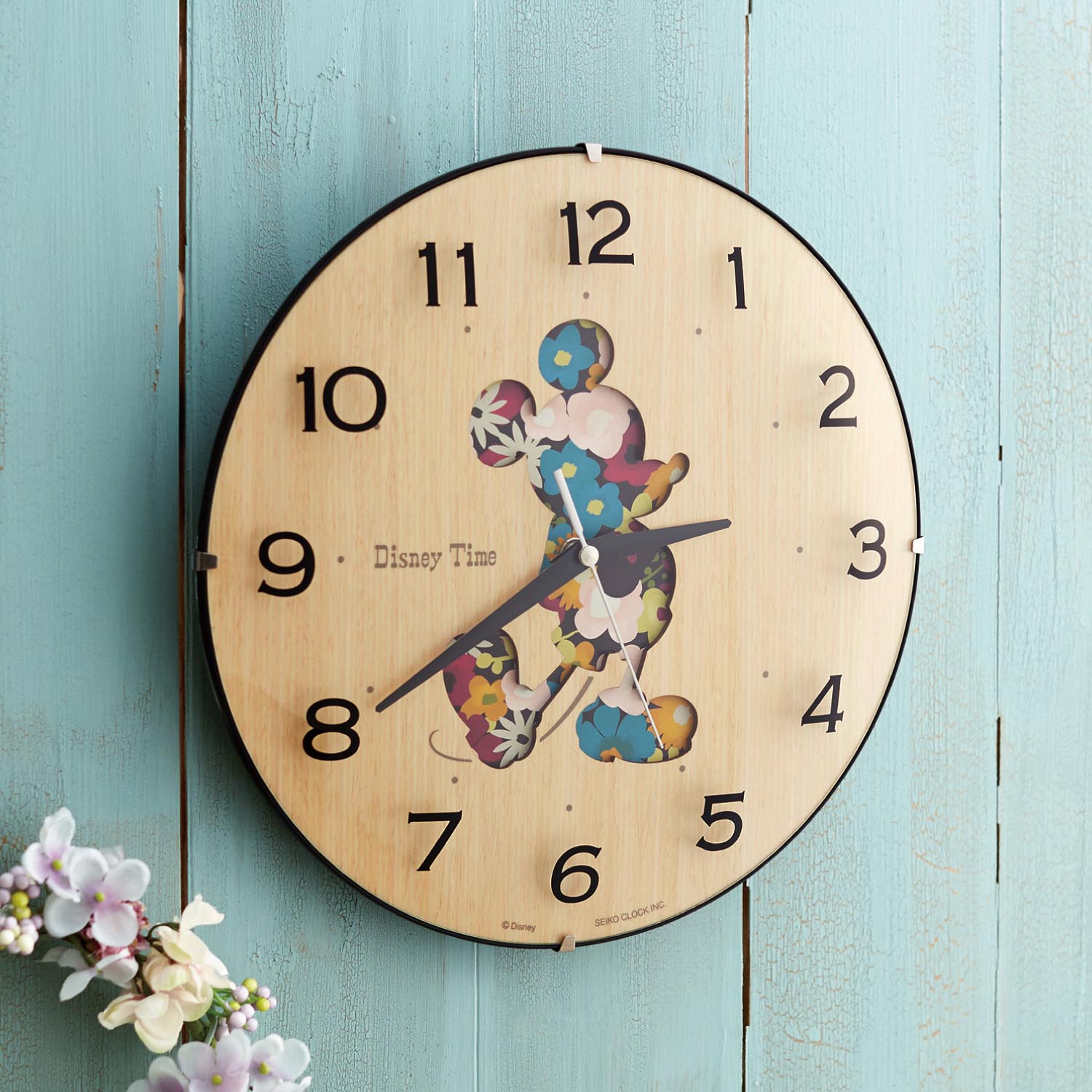 【ディズニー/Disney】木目調壁掛け時計「ミッキーマウス」