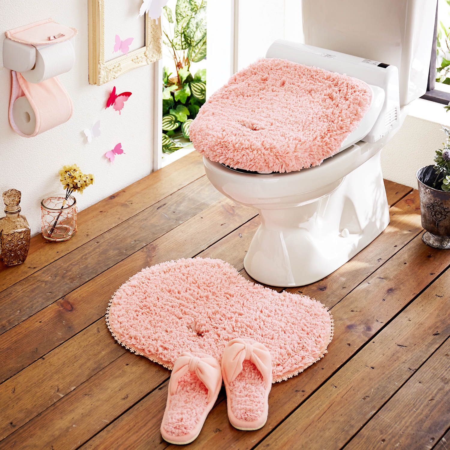 【ベルメゾン】トイレマット・フタカバー2点セット(フルーリスフレ) 【ベルメゾン】トイレマット・フタカバー2点セット(フルーリスフレ)