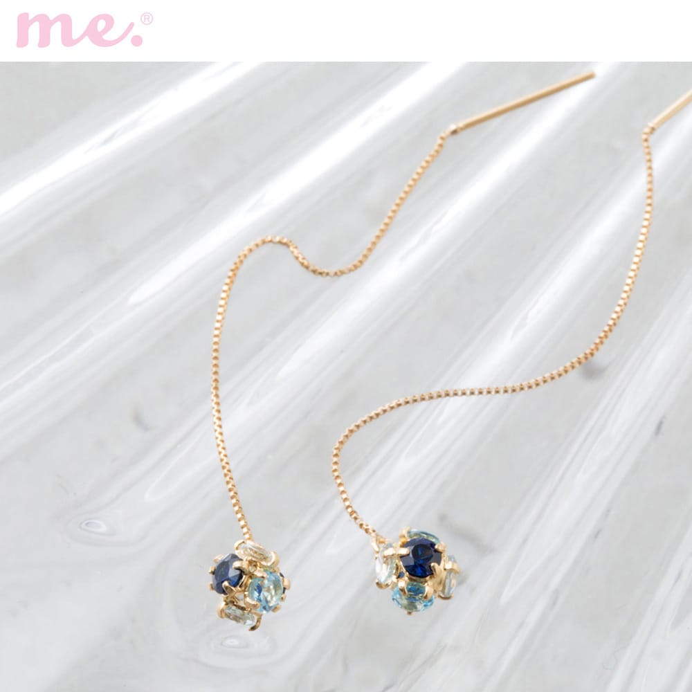 【ミー×ベルメゾン/me.×BELLE MAISON】【受注生産】18金ロンデルボール天然石ピアス