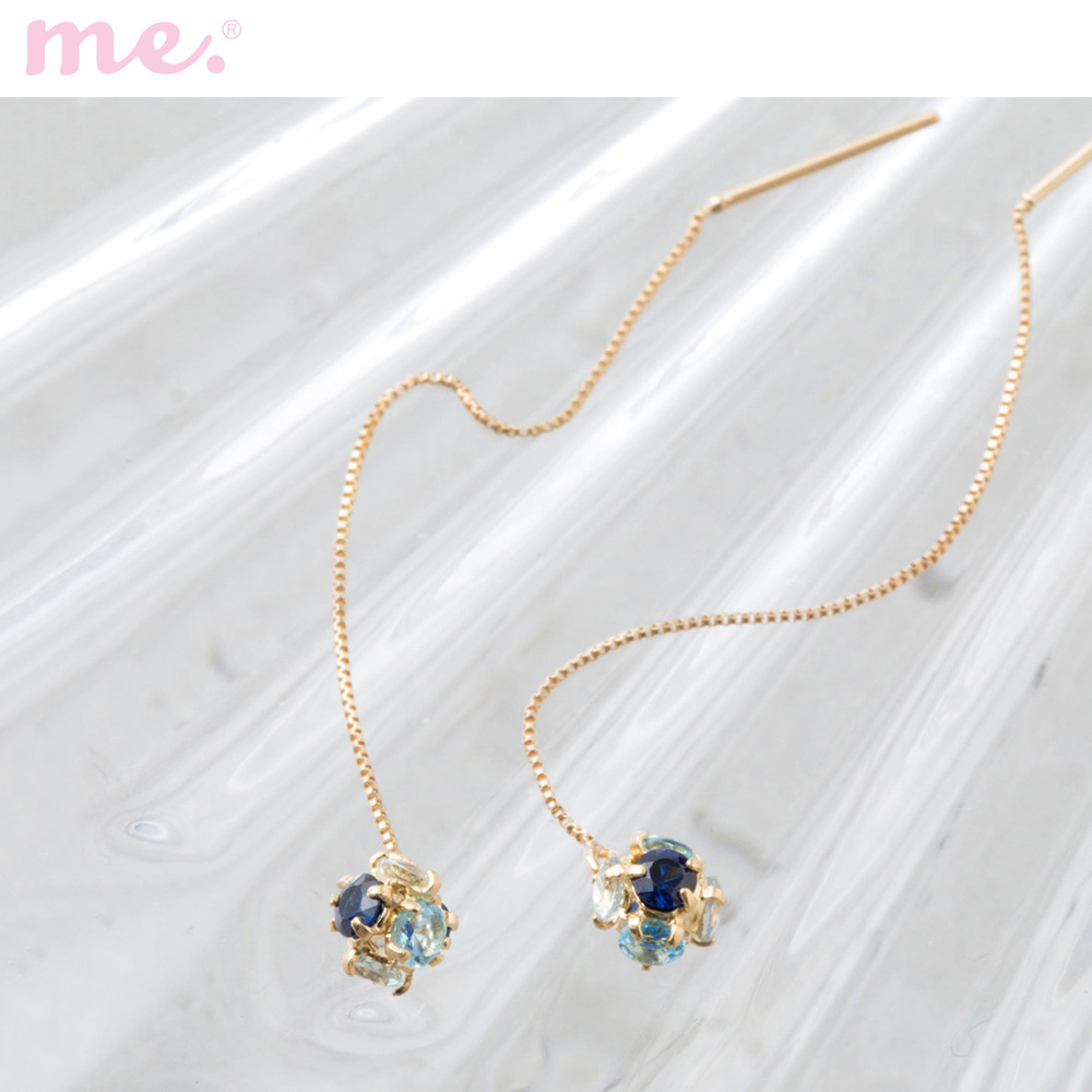 【ミー×ベルメゾン/me.×BELLE MAISON】【7月16日までお得!】 【受注生産】18金ロンデルボール天然石ピアス[日本製]
