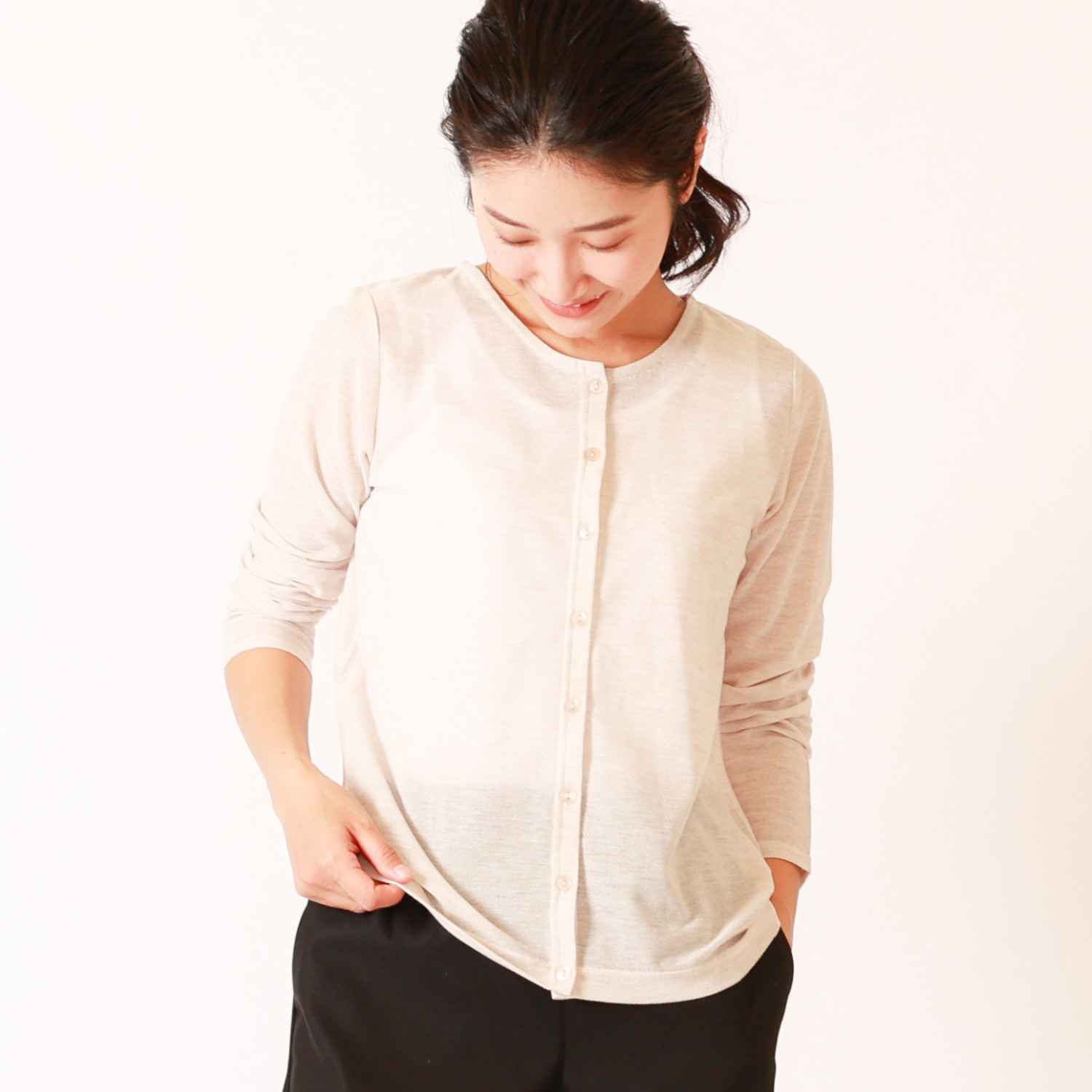 【ベルメゾン】ベーシッククルーネックカーディガン