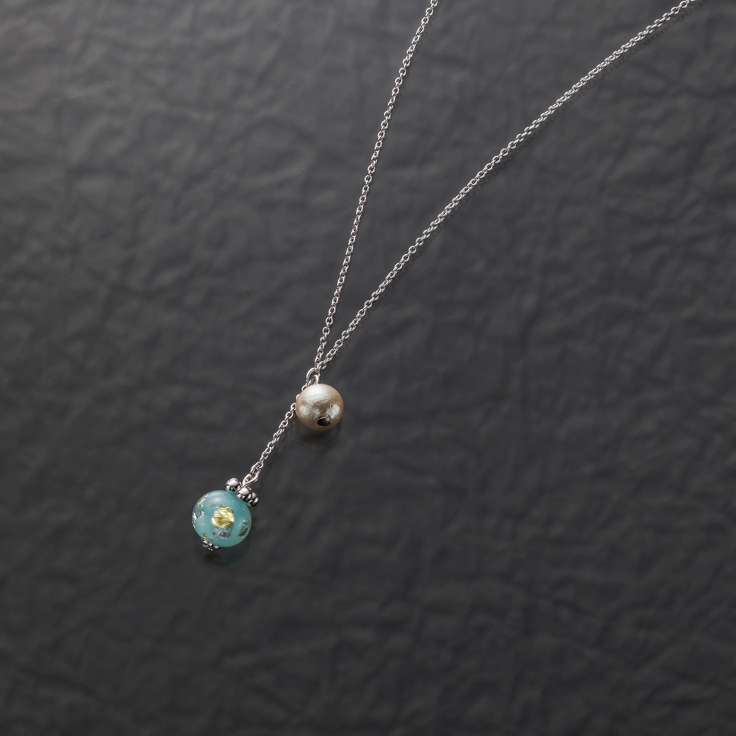 【ココロ/cocoro】ガラス・コットンパールY字ネックレス[日本製]