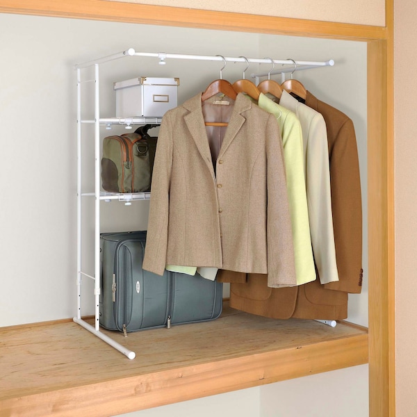 【ベルメゾン】高さ・幅調節ができる押入れハンガーラック