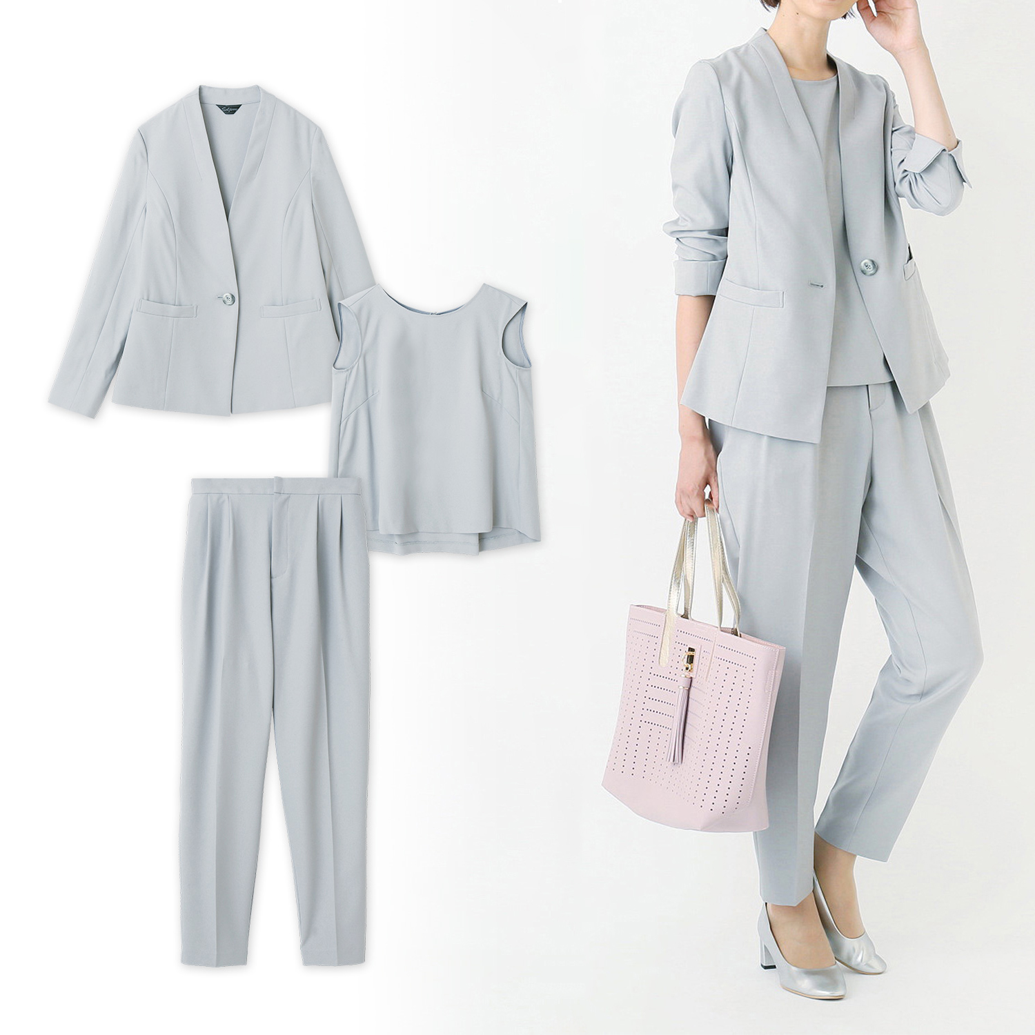 通勤 フォーマルに ジャケット ブラウス パンツ着回し力抜群3点セットスーツ 通販のベルメゾンネット 通勤 フォーマルに ジャケット ブラウス パンツ着回し力抜群3点セットスーツ 通販のベルメゾンネット