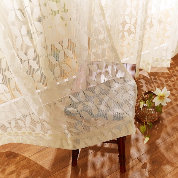 【ベルメゾン】【99サイズ】 リーフ柄のレースカーテン