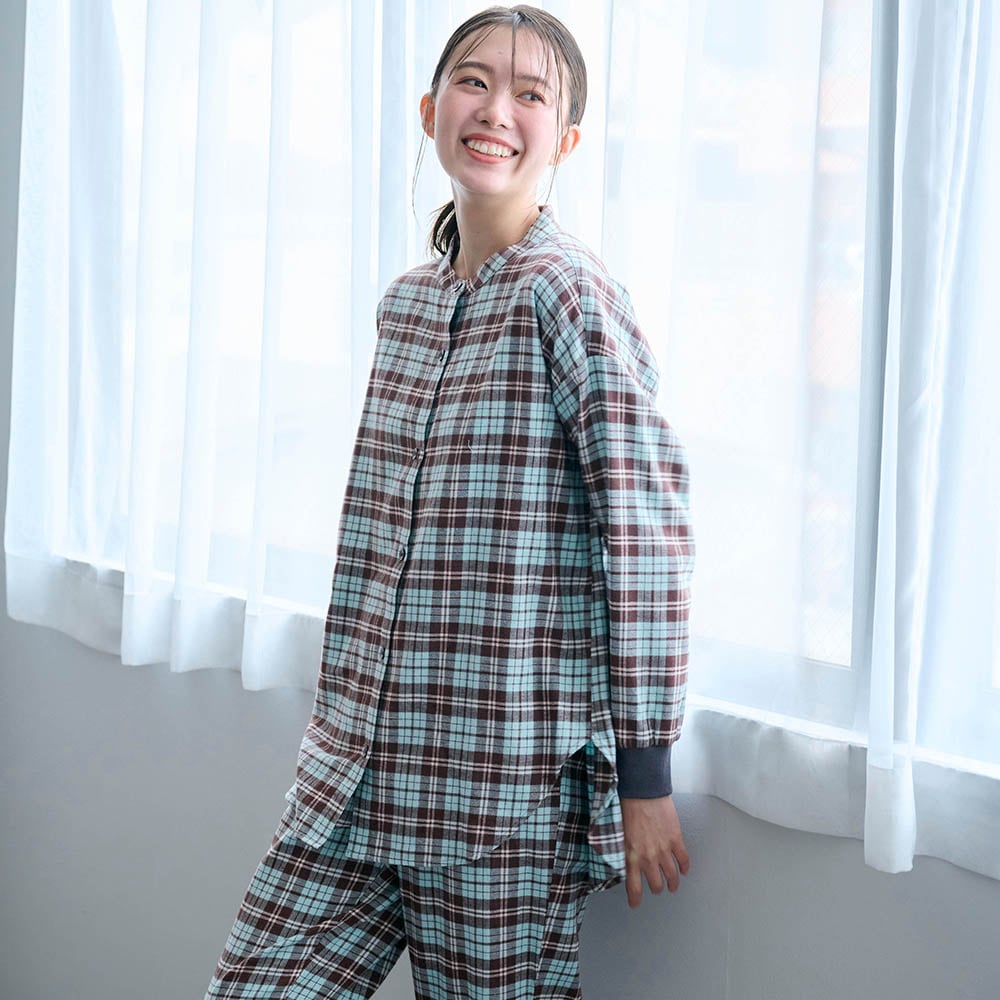 モデル身長168cm／Mミントブラウンチェック