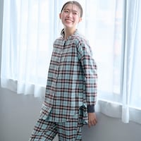 モデル身長168cm／Mミントブラウンチェック