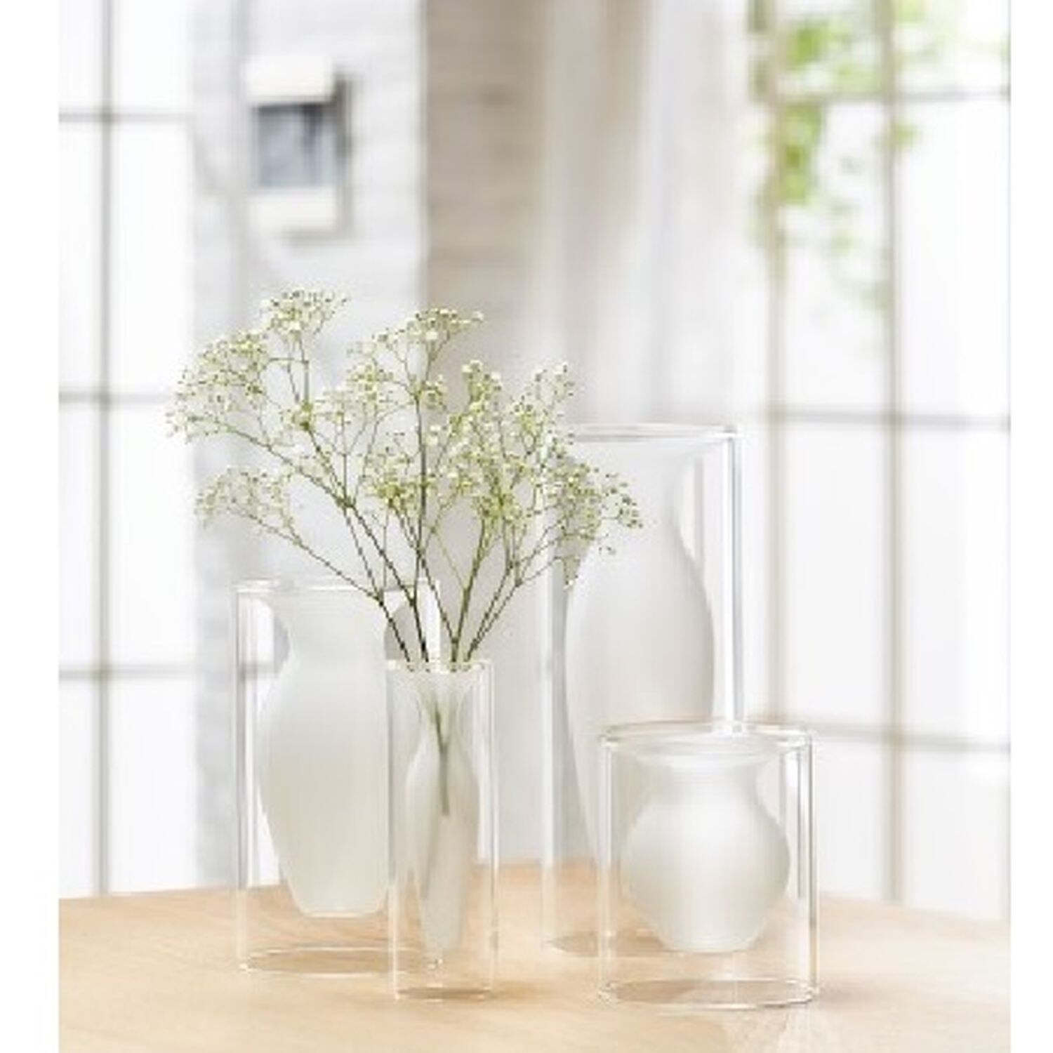 【フィリッピ】ダブルウォールガラスのフラワーベース・花瓶
